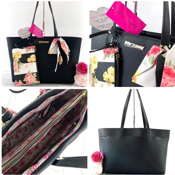 Betsey Johnson Black Tote Bag + Wristlet Set - Picture 9 of 9